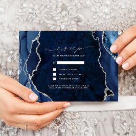 Marmer- en zilverAgate Wedding RSVP Kaart
