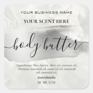 Marmer en zilveren accent body boter labels