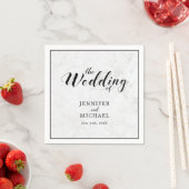 Marmer en zwart | Modern Typography Wedding Napkin Servet (Insitu)