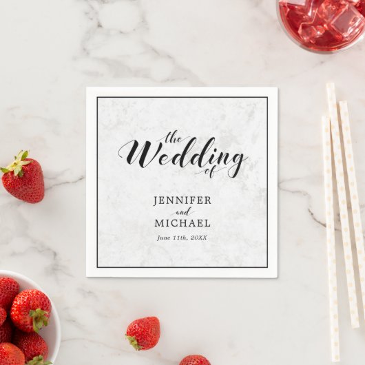 Marmer en zwart | Modern Typography Wedding Napkin Servet (Insitu)