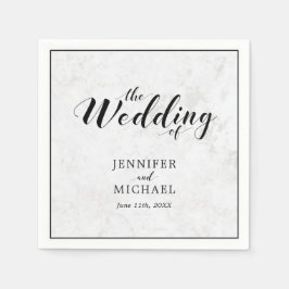 Marmer en zwart | Modern Typography Wedding Napkin Servet