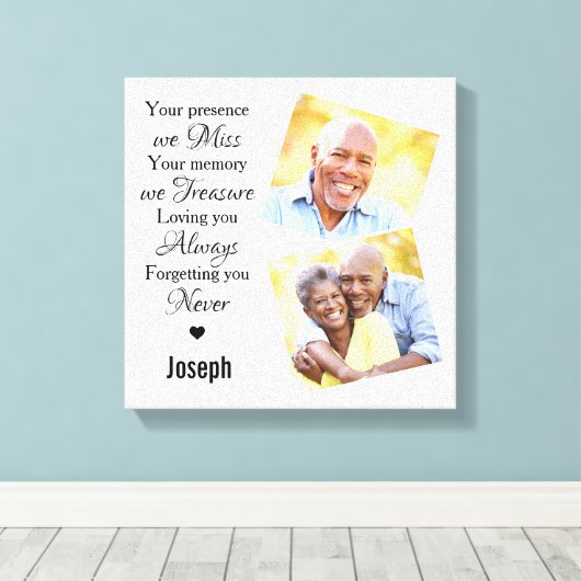 Marmer Familie Foto Sympathie Memorials Keepomwill Canvas Afdruk (Insitu (Houten vloer))