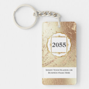 Marmer faux gouden witte geologische edelsteen sleutelhanger