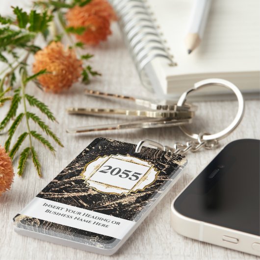 Marmer faux goudgemstone sleutelhanger (Voorkant Rechts)