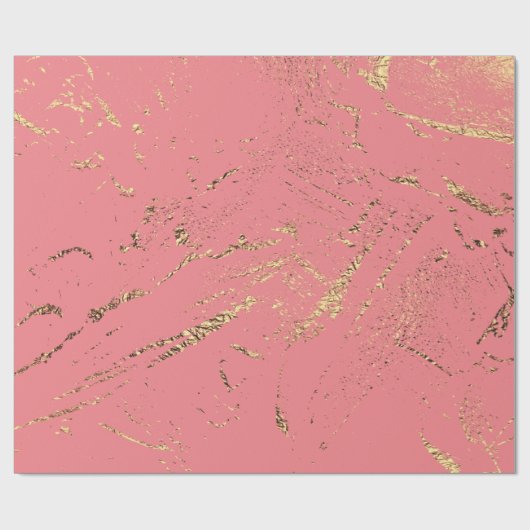 Marmer faux goudvee roos zalm elegant chic cadeaupapier (Vlak)