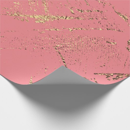 Marmer faux goudvee roos zalm elegant chic cadeaupapier (Hoek)