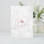 Marmer, Faux Roos Gold Fancy Script-Monogrammen Kaart (Staand voorkant)