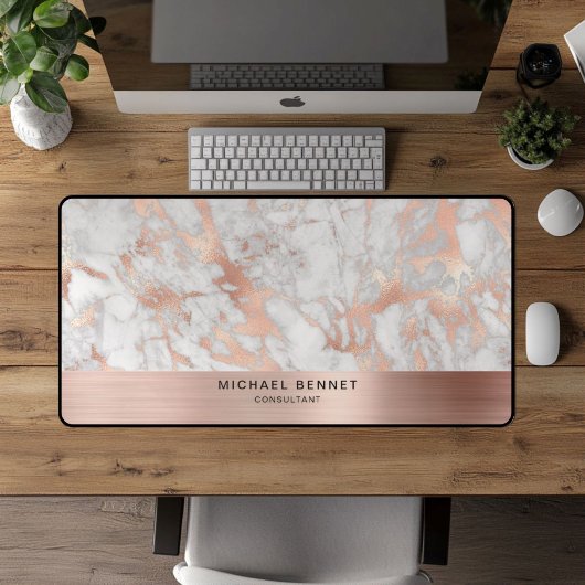 Marmer Faux Roos Goud Metallic Business Bureaumat