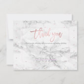 Marmer Faux Roos Goud Script Dank u Kaart (Achterkant)
