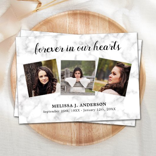 Marmer Forever in ons hart Sympathie begrafenis Bedankkaart