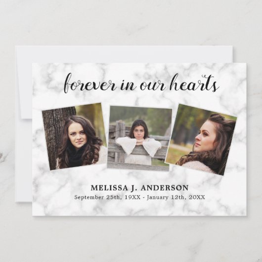 Marmer Forever in ons hart Sympathie begrafenis Bedankkaart (Voorkant)