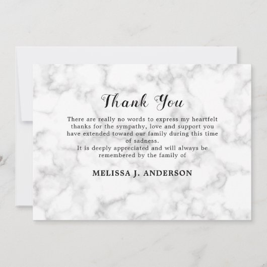 Marmer Forever in ons hart Sympathie begrafenis Bedankkaart (Achterkant)