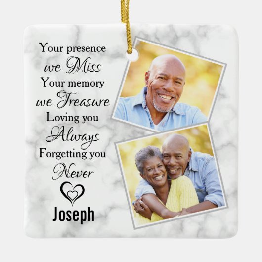 Marmer Foto Sympathie Memorials Keepomwille Keramisch Ornament (Voorkant)