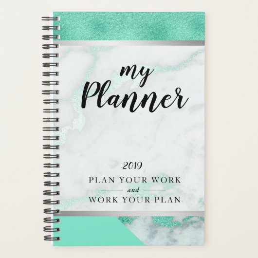 Marmer Frosted Mint Green Glam Planner (Voorkant)