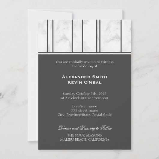 Marmer Gay Huwelijksuitnodiging Kaart (Voorkant)