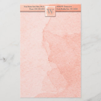 Marmer geëtst Monogram (roze) Briefpapier