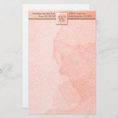 Marmer geëtst Monogram (roze) Briefpapier (Voorkant / Achterkant)