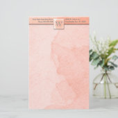 Marmer geëtst Monogram (roze) Briefpapier (Staand voorkant)