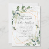Marmer Geometric Gold Eucalyptus Baby shower Kaart (Voorkant)