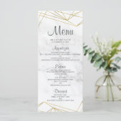 Marmer Geometrisch Elegant Bruiloft Menu Kaart (Staand voorkant)