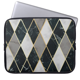 Marmer Geometrisch: Gouden Lijnen Luxe Laptop Sleeve