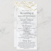 Marmer Geometrisch Modern Huwelijksprogramma Voor/ Programmakaart (Voorkant / Achterkant)