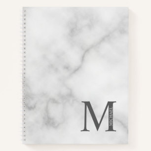 Marmer Gepersonaliseerd Elegant Monogram en Naam Notitieboek