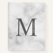 Marmer Gepersonaliseerd Elegant Monogram en Naam Notitieboek (Voorkant)