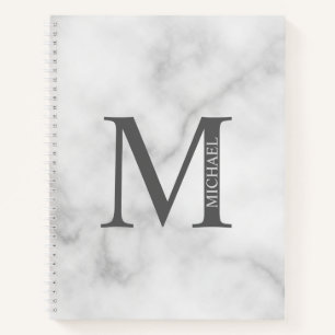 Marmer Gepersonaliseerd Elegant Monogram en Naam Notitieboek