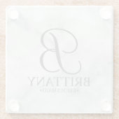 Marmer Gepersonaliseerd Monogram en Naam Bruidsmei Glazen Onderzetter (Achterkant)