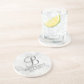 Marmer Gepersonaliseerd Monogram en Naam Bruidsmei Zandsteen Onderzetter (Zijkant)