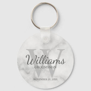 Marmer Gepersonaliseerd Script Groomsmen Sleutelhanger