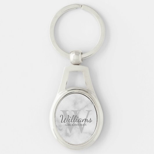 Marmer Gepersonaliseerd Script Groomsmen Sleutelhanger (Voorkant)