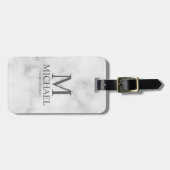 Marmer Gepersonaliseerde Groomsman Naam en Monogra Bagagelabel (Voorkant horizontaal)