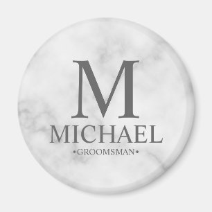 Marmer Gepersonaliseerde Groomsman Naam en Monogra Magneet
