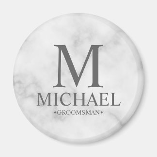 Marmer Gepersonaliseerde Groomsman Naam en Monogra Magneet