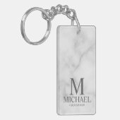 Marmer Gepersonaliseerde Groomsman Naam en Monogra Sleutelhanger (Voorkant Links)