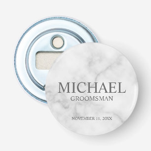 Marmer Gepersonaliseerde Groomsman's Naam en Monog Button Flesopener