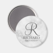 Marmer Gepersonaliseerde Groomsman's Naam en Monog Magneet (Voorkant / Achterkant)