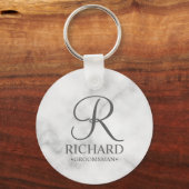 Marmer Gepersonaliseerde Groomsman's Naam en Monog Sleutelhanger (Voorkant)
