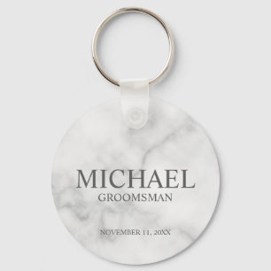 Marmer Gepersonaliseerde Groomsman's Naam en Monog Sleutelhanger