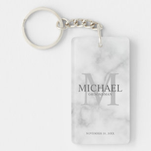 Marmer Gepersonaliseerde Groomsmen's naam en monog Sleutelhanger