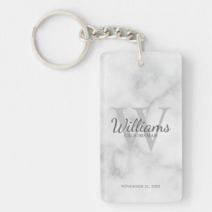 Marmer Gepersonaliseerde Groomsmen's naam en Monog Sleutelhanger