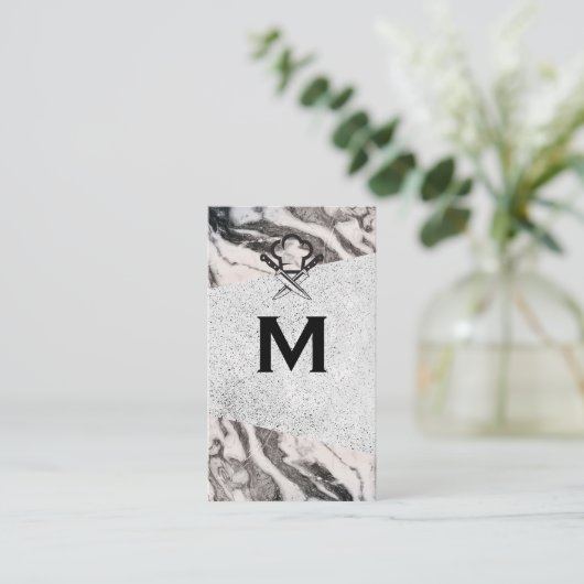 Marmer | Gespikkelde achtergrond | Chef Pet Knife Visitekaartje (Staand voorkant)