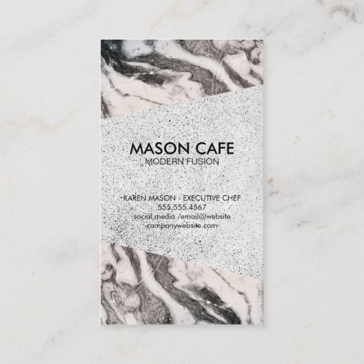 Marmer | Gespikkelde achtergrond | Chef Pet Knife Visitekaartje (Achterkant)