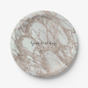 Marmer Glam Roze Roze Goud Zilver Designer Stijl Papieren Bordje