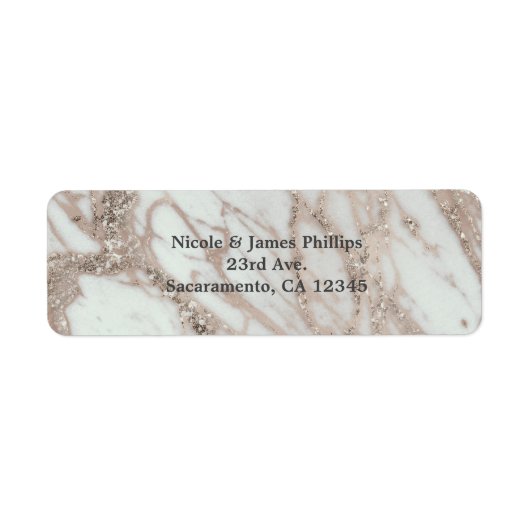 Marmer Glam Roze Roze Goud Zilver Ontwerper Chic Etiket (Voorkant)