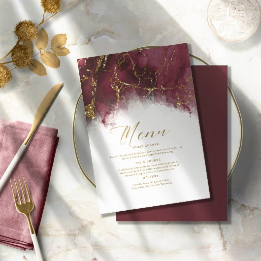 Marmer Glitter Bruiloft Burgundy Goud ID644