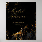 Marmer Glitter Bruiloft Feest Zwart Goud ID644 Poster (Voorkant)