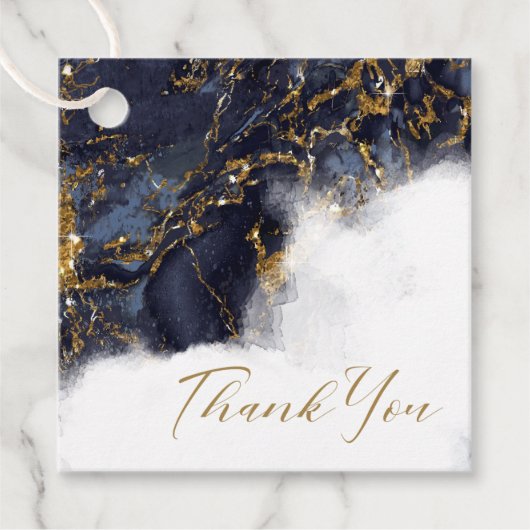 Marmer Glitter Bruiloft Navy Blauwe Goud ID644 Bedankjes Labels (Voorkant)